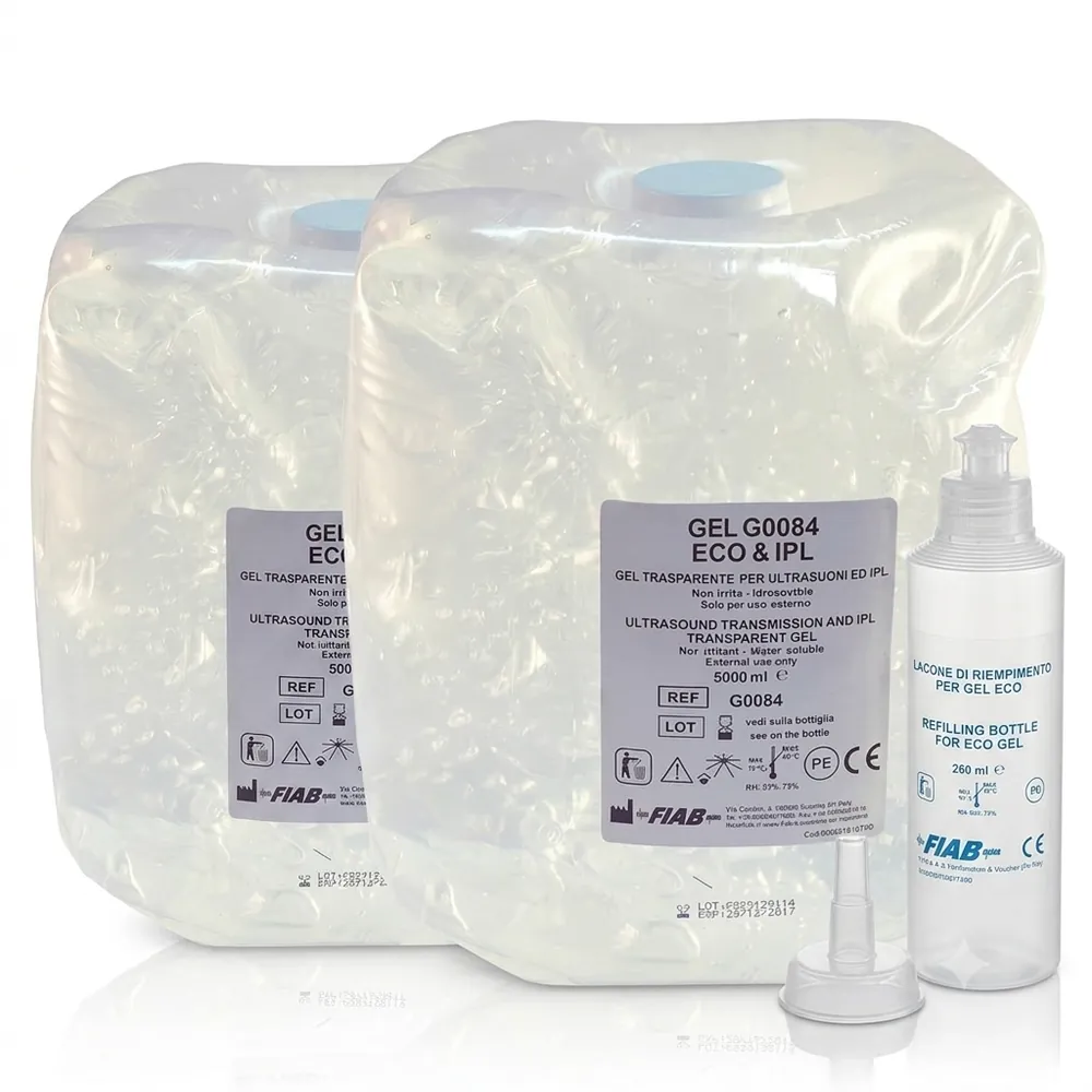 Sacca da 5 kg di gel per ultrasuoni FIAB G0084 neutro, formato professionale da 1,89 euro al kg