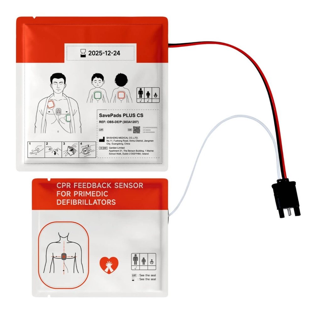 Elettrodi preconnessi Primedic con sensore di feedback RCP per defibrillatore HeartSave myPAD