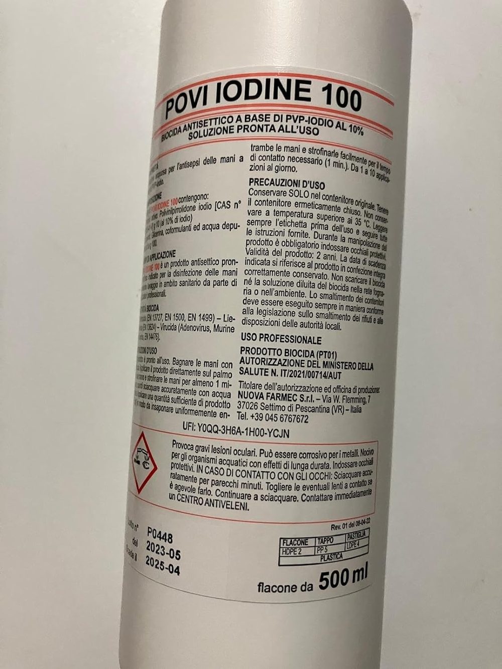 Etichetta Povi Iodine 100: precauzioni d'uso e autorizzazione IT/2021/00714/AUT